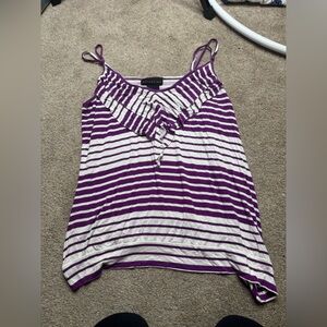 attention Purple and White Striped Spaghetti Strap Tank